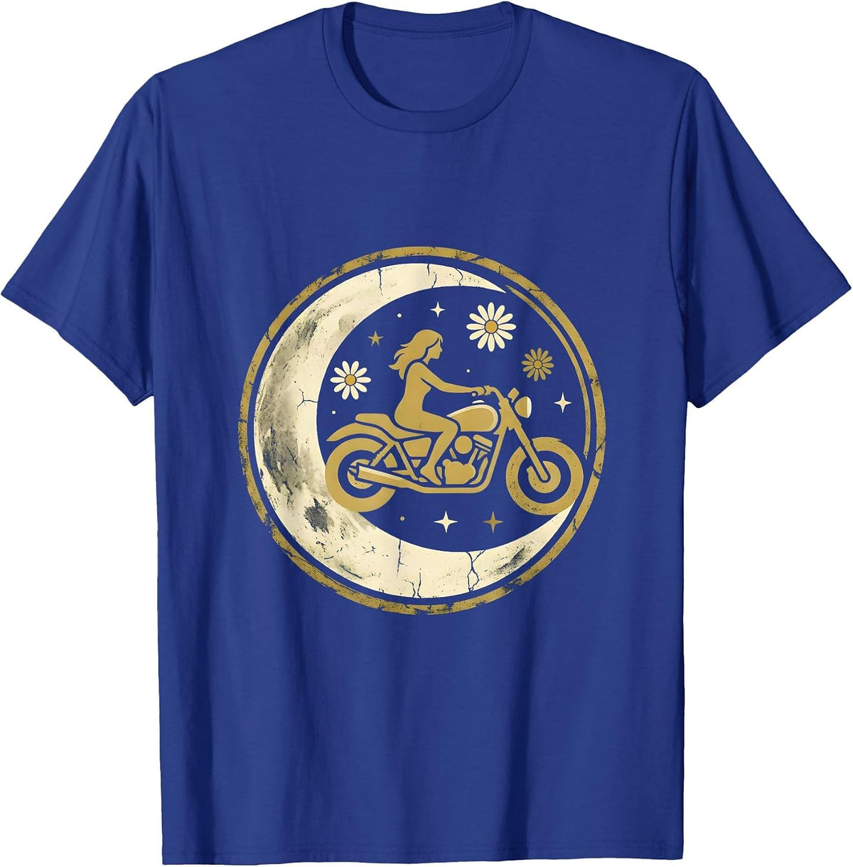 Men's Desert Dusk Motorcycle Rider Graphic Tee T-Shirt - Royal Blue