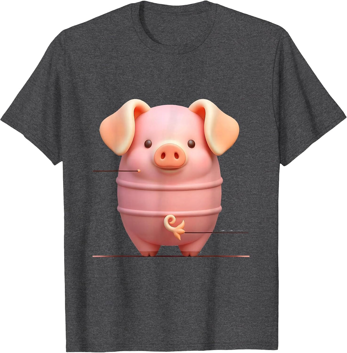 Kawaii Pink Pig Cute Farm Animal Lover Gift T-Shirt - Dark Heather Grey