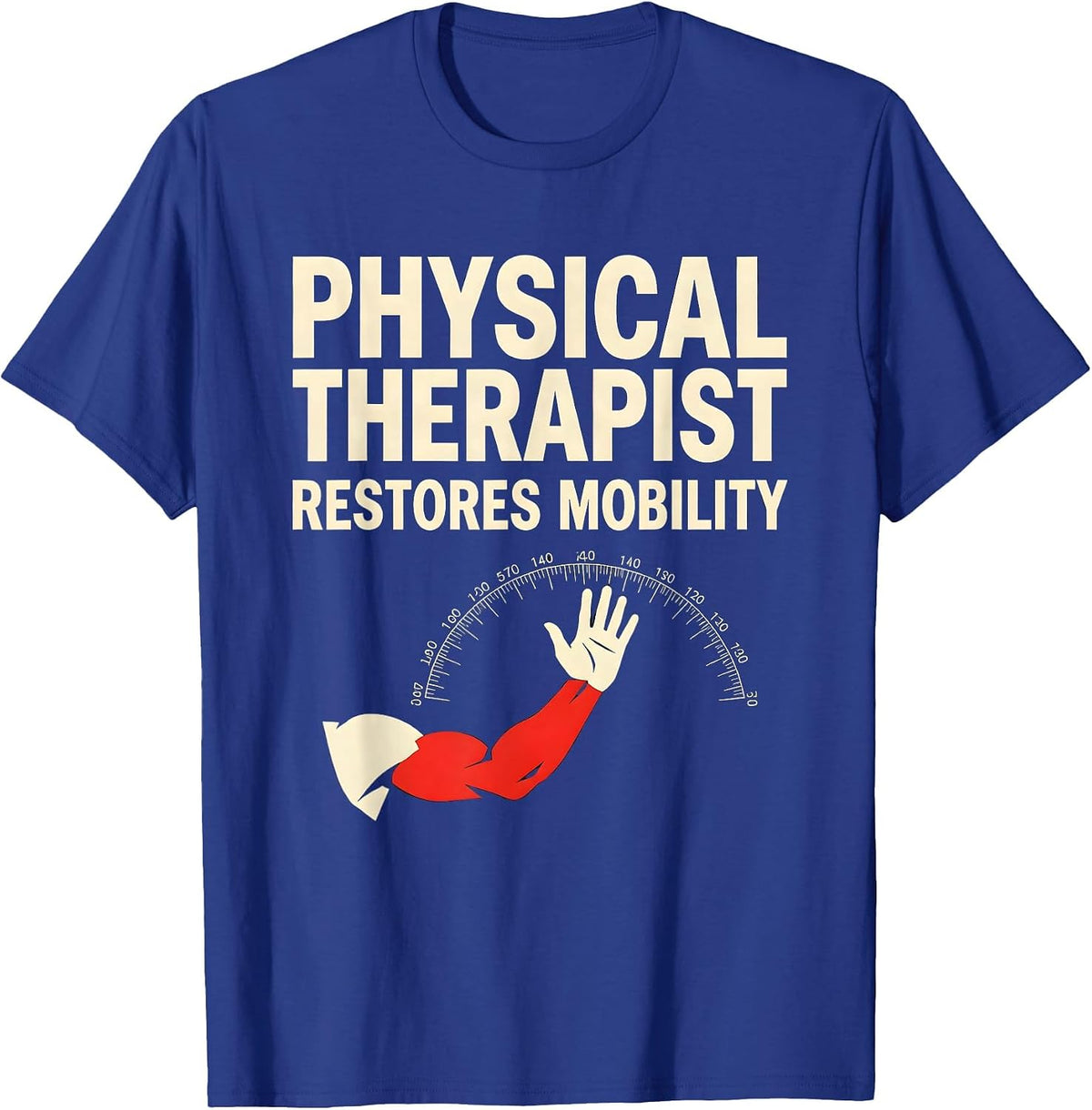 Men's Physical Therapist Restores Mobility Stencil Graphic PT Gift T-Shirt - Royal Blue