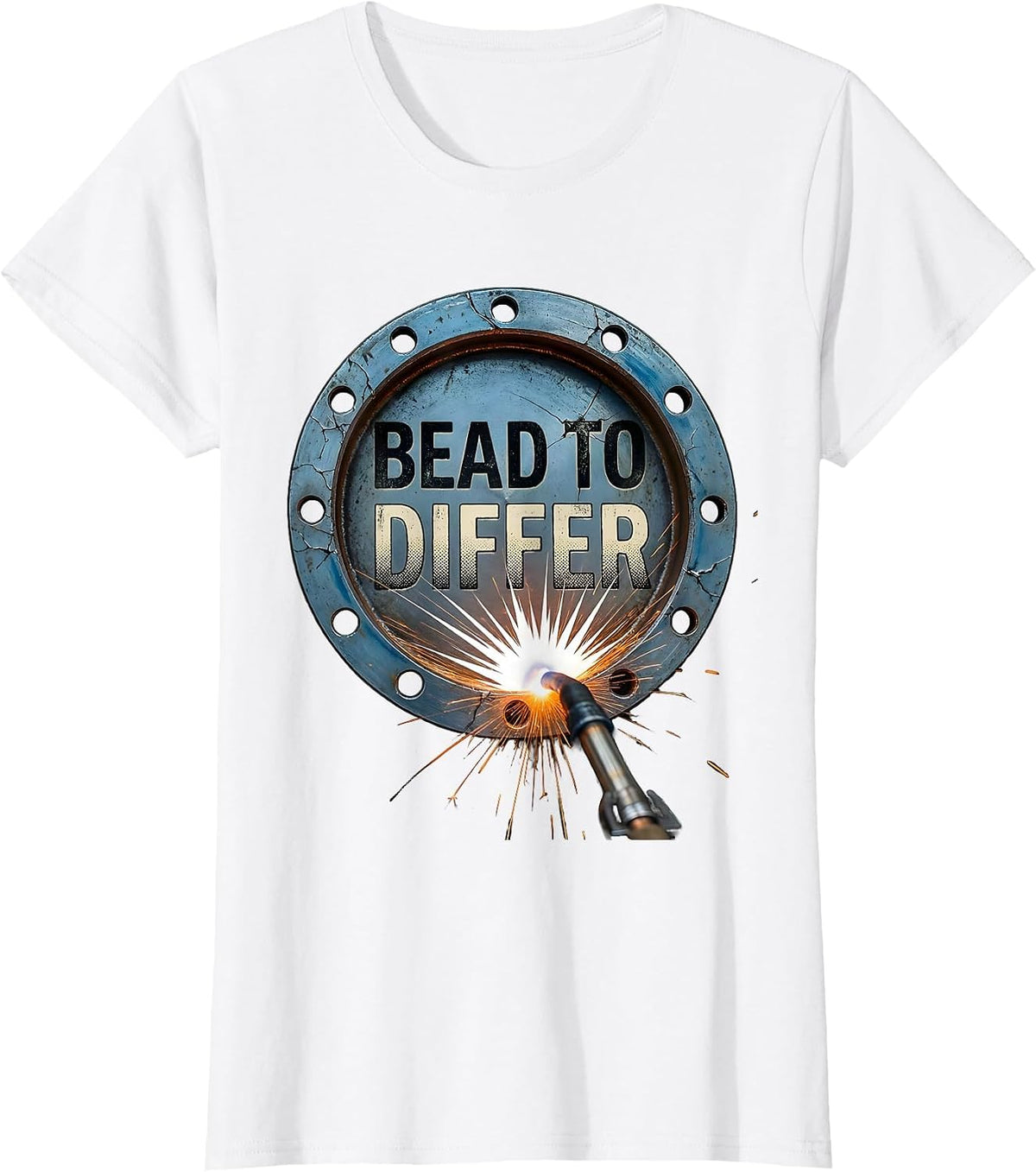 Women's Bead To Differ Distressed Welder Trade Pride Humor T-Shirt - White