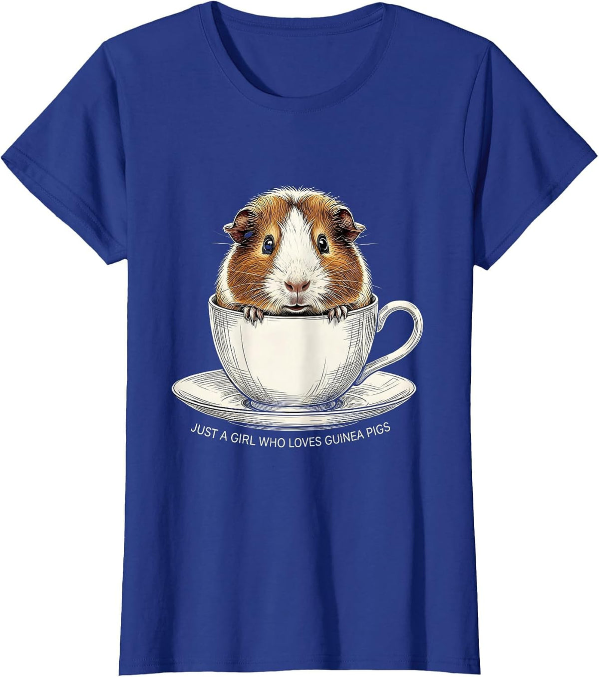 Women's Just A Girl Who Loves Guinea Pigs Funny Guinea Pig Lover T-Shirt - Royal Blue