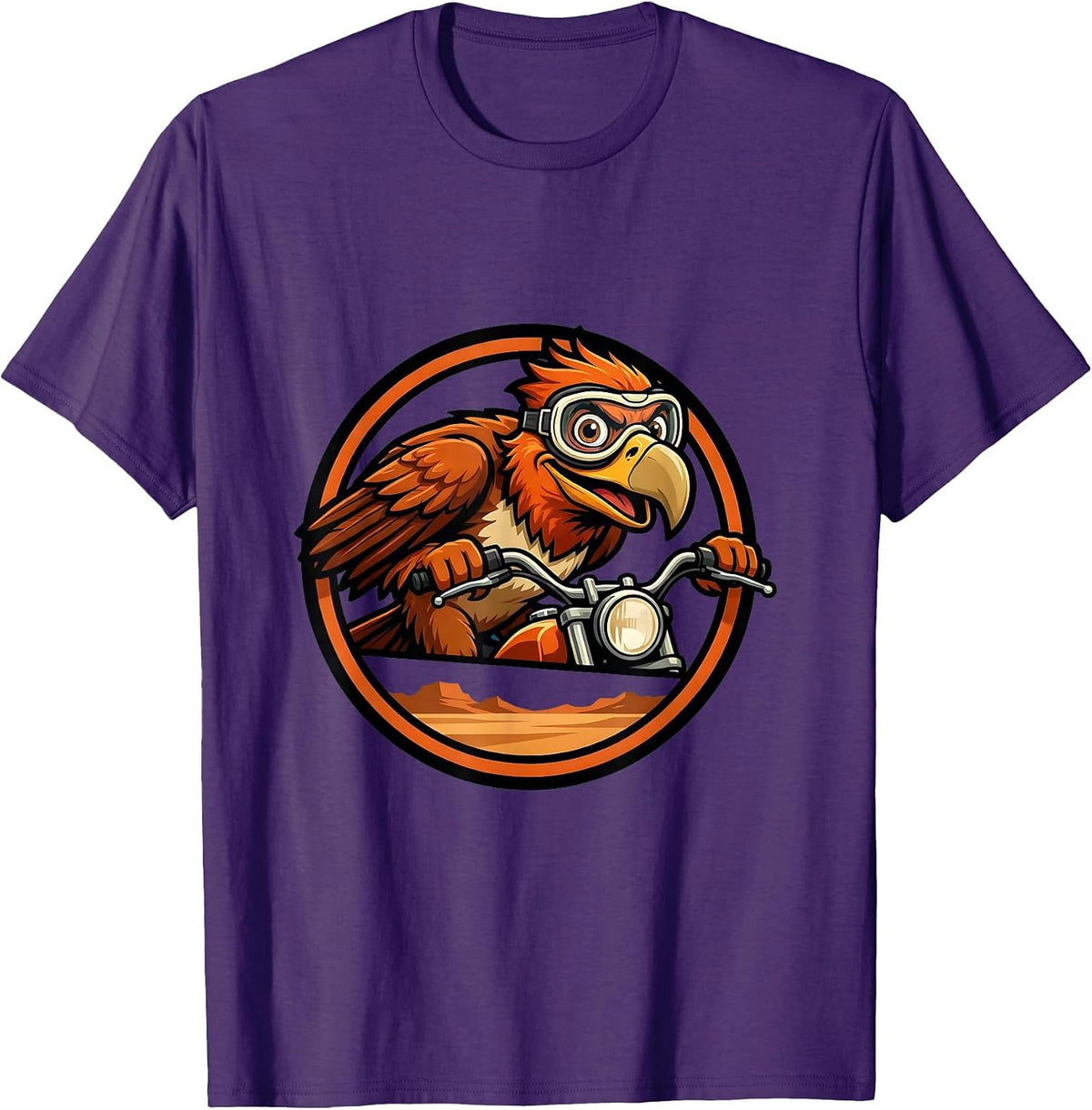 Desert Highway Motorcycle Speed Graphic T-Shirt - Purple