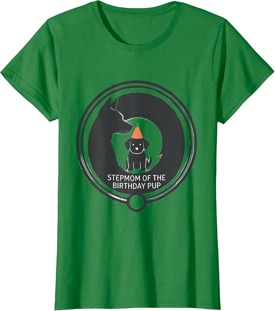 Women's Stepmom Of The Birthday Pup Funny Dog Party Toddler Gift T-Shirt - Kelly Green