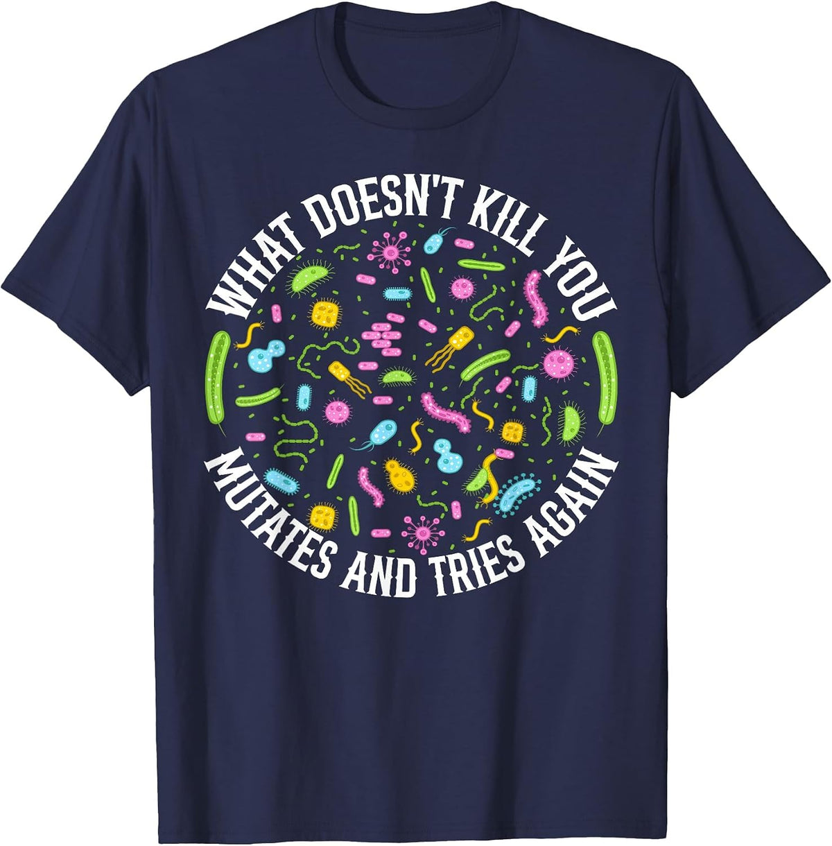 Funny Biology Design Bio Teachers and Biochemistry Lab Nerds T-Shirt - Navy Blue