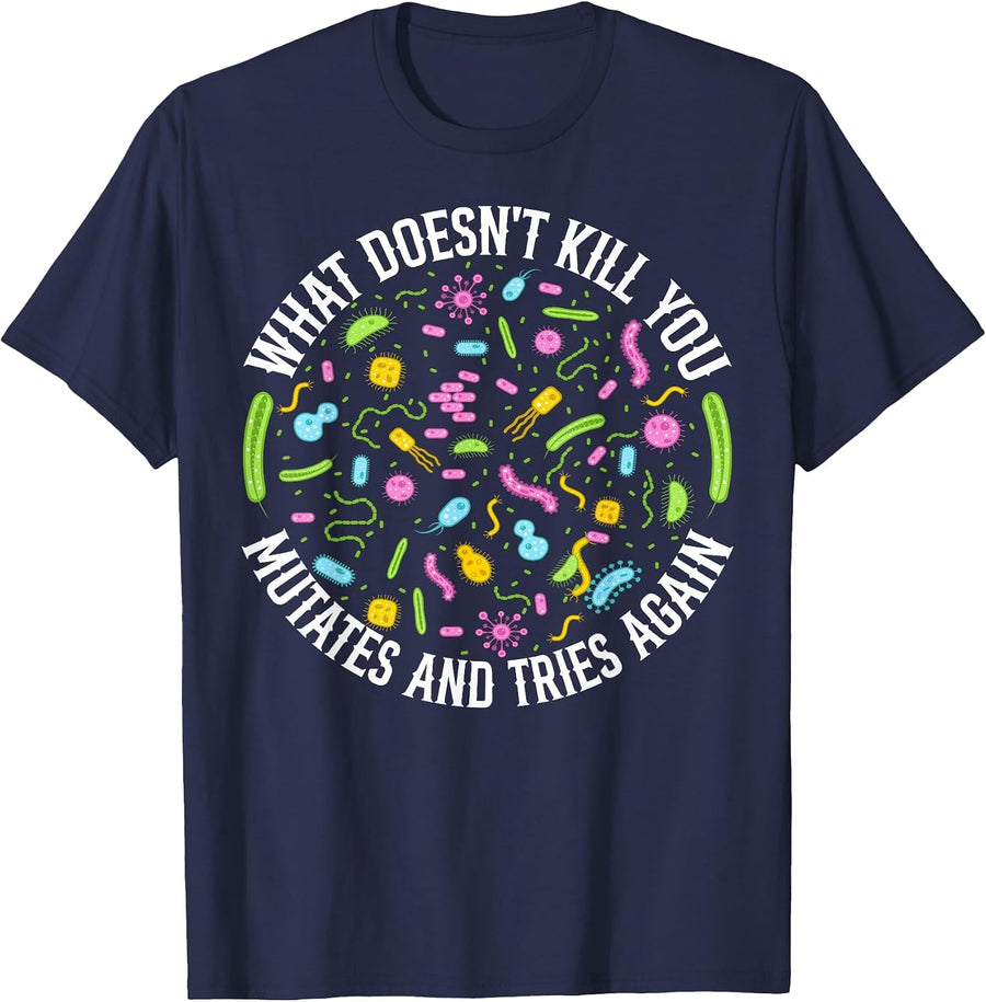 Funny Biology Design Bio Teachers and Biochemistry Lab Nerds T-Shirt - Navy Blue