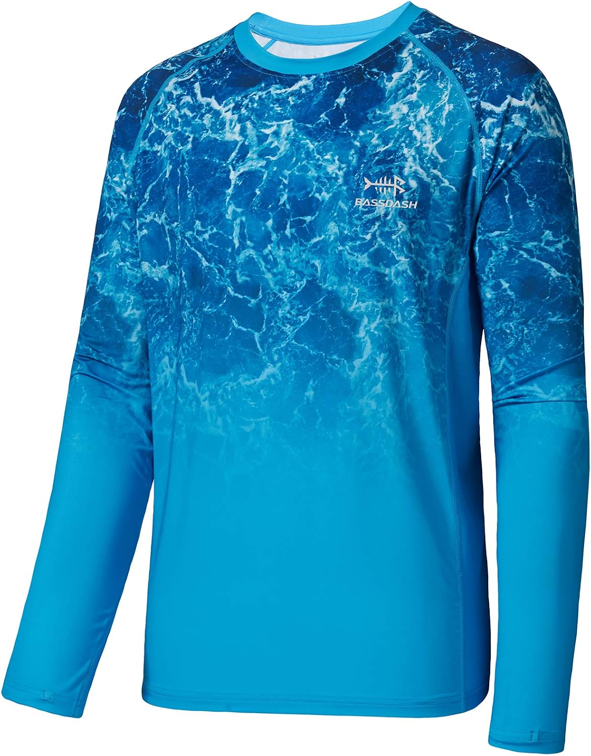BASSDASH FS14M Men's Camo Gradient Performance Long Sleeve Fishing Shirt UPF50+ - Ocean Gradient