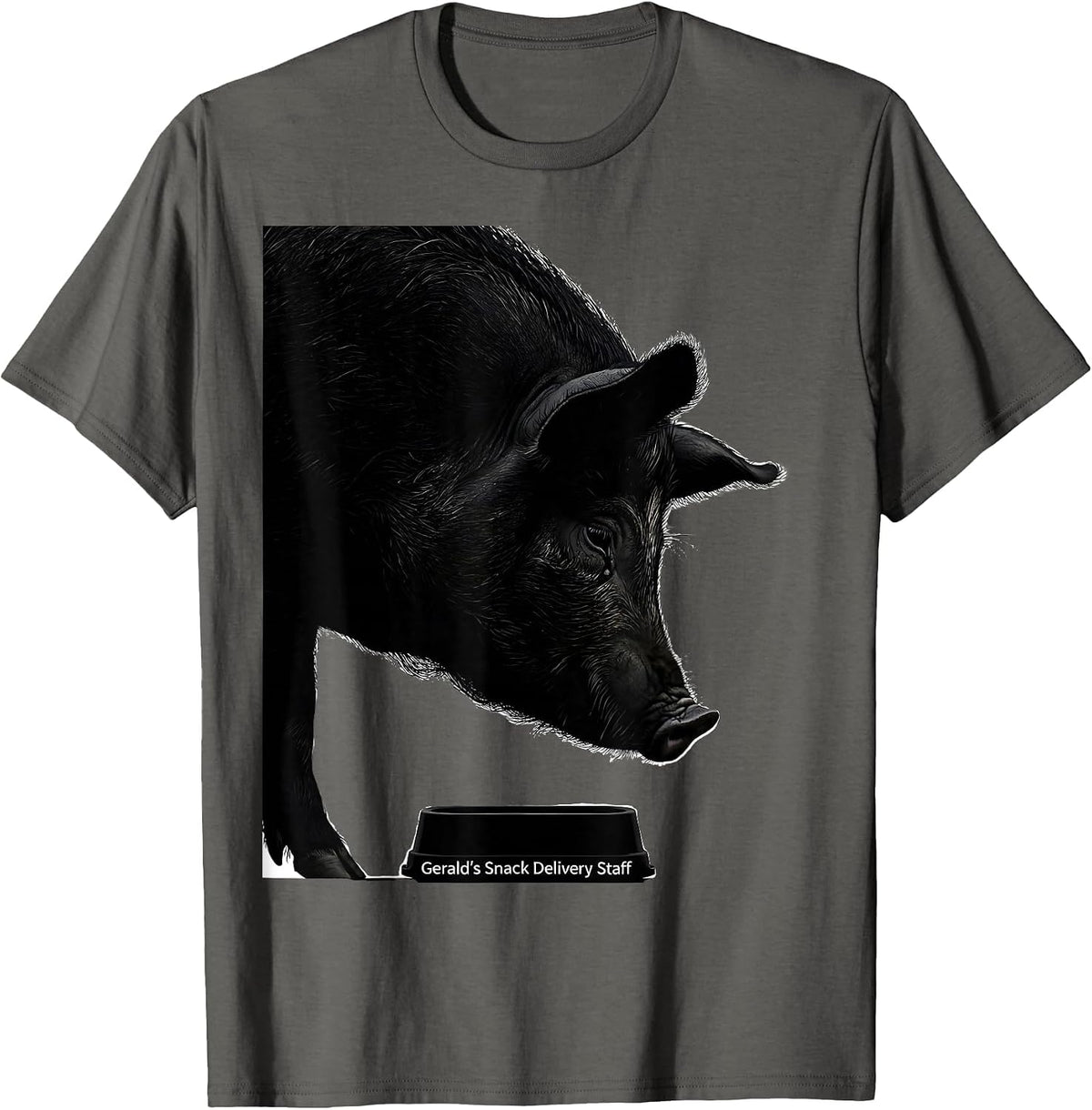 Men's Gerald's Snack Delivery Staff Funny Pig Lover Pet Owner T-Shirt - Asphalt Grey