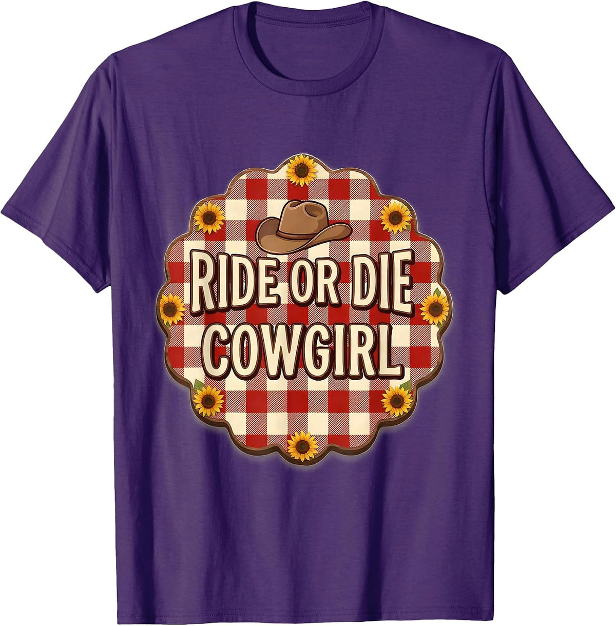 Ride or Die Cowgirl Western Design T-Shirt - Purple