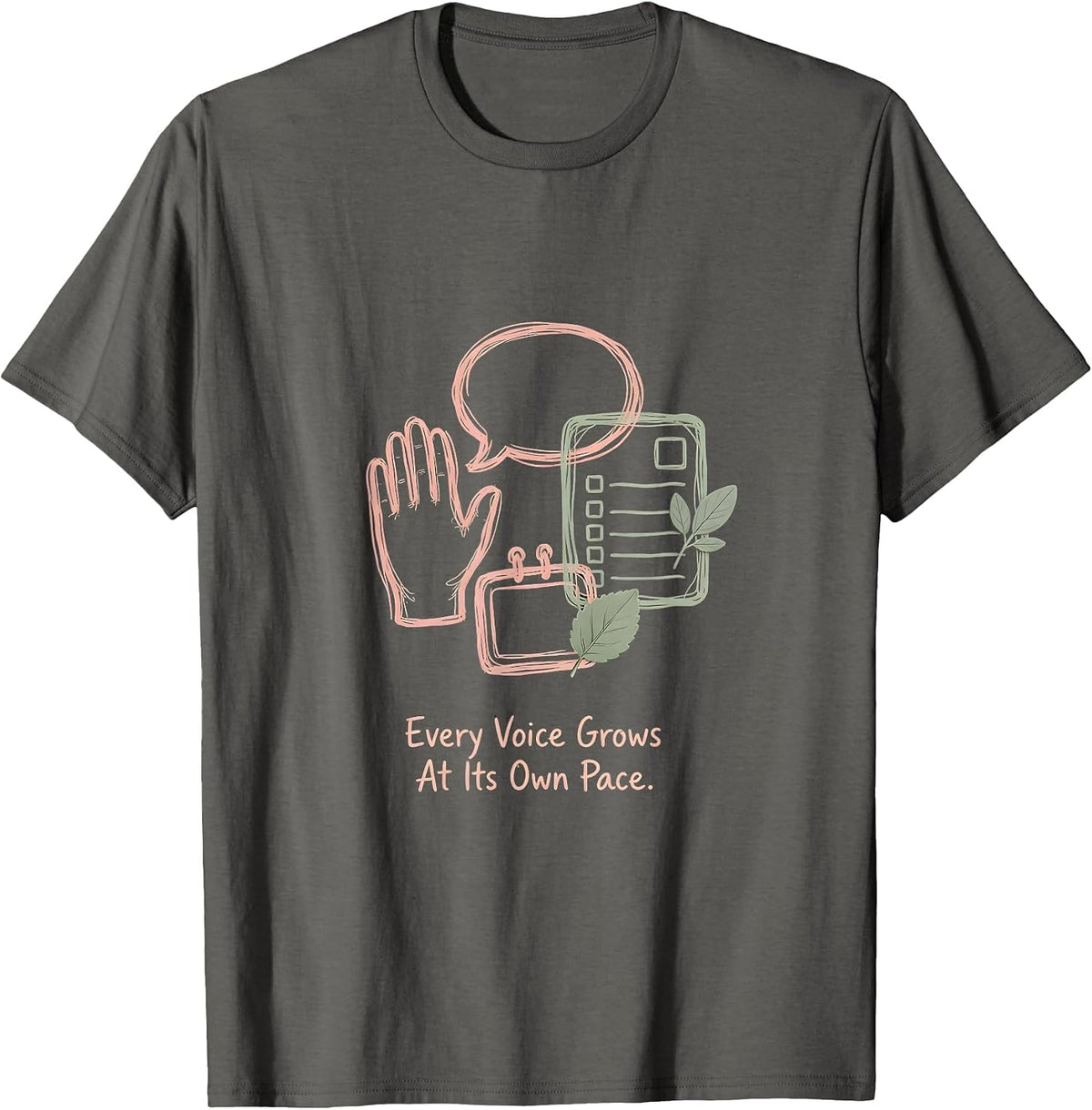 Men's Every Voice Grows At Its Own Pace Boho Special Education T-Shirt - Asphalt Grey