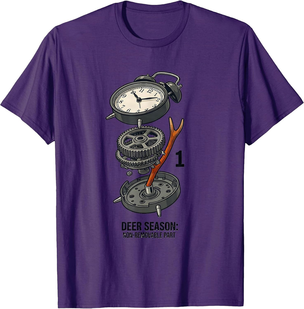 Deer Season Non-Removable Part Funny Deer Hunting Camo Dad T-Shirt - Purple