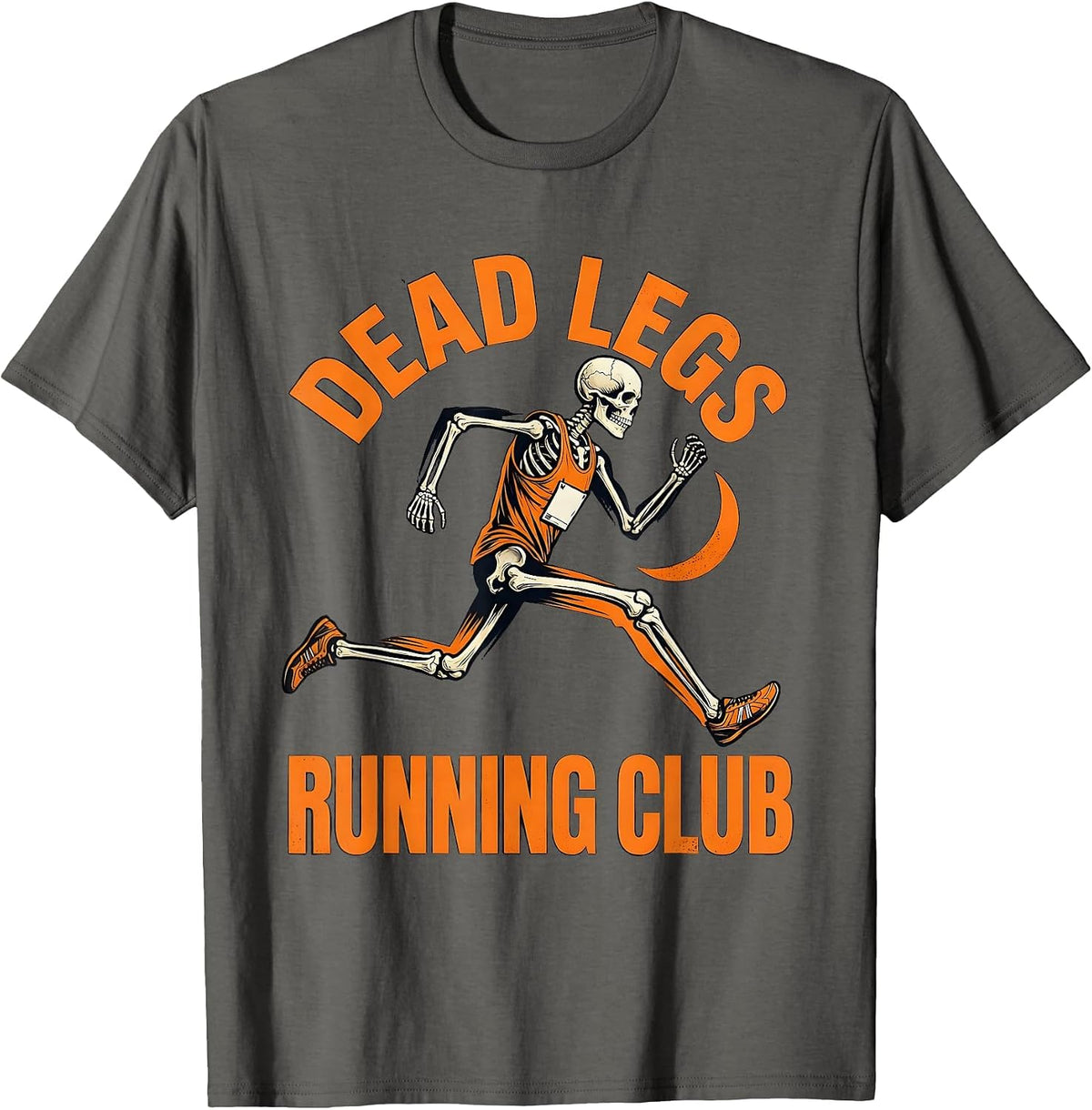 Dead Legs Running Club Funny Halloween Skeleton Runner T-Shirt - Asphalt Grey