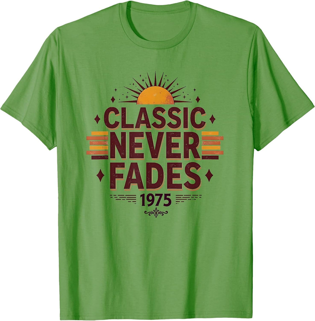 Vintage 1975 Classic Never Fades Retro Design T-Shirt - Grass Green