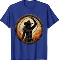 Cowgirl Lasso Spinning Graphic Design T-Shirt - Royal Blue