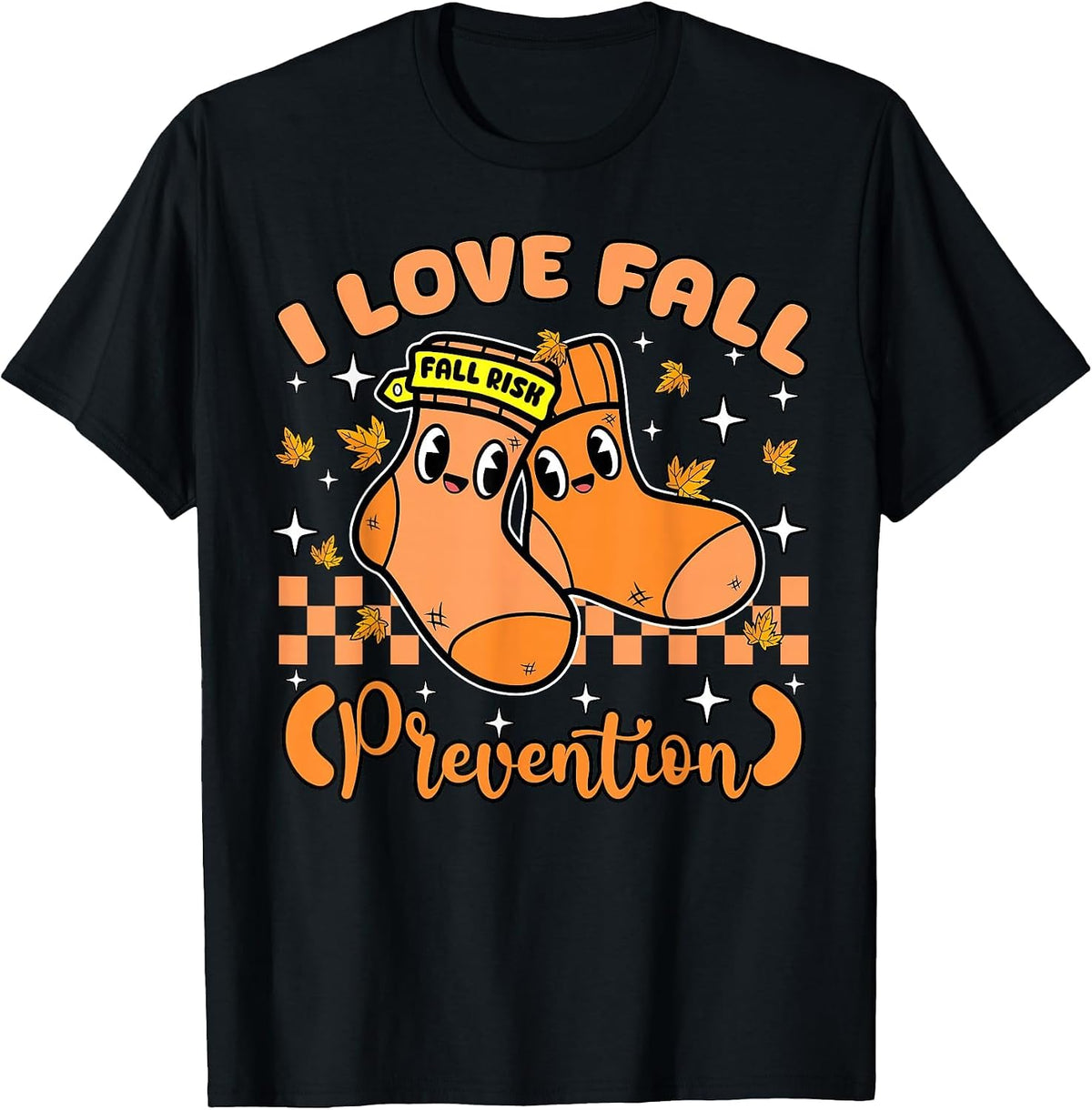 Love Fall Prevention Socks Physical Therapy Therapist Autumn T-Shirt - Black