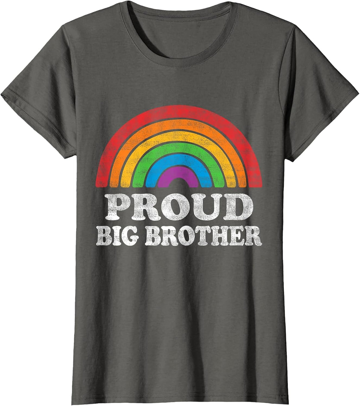 Proud Big Brother LGBTQ Rainbow Support LGBT Gay Pride Month T-Shirt - Asphalt Grey