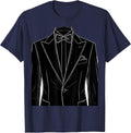 Classic Tuxedo Jacket and Bow Tie Graphic T-Shirt - Navy Blue