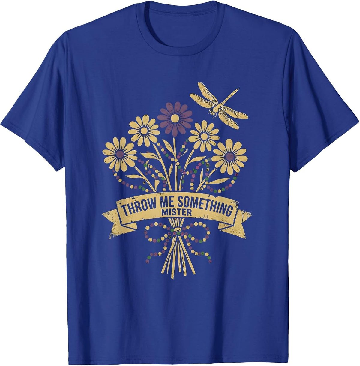 Men's Throw Me Something Mister Mardi Gras Design T-Shirt - Royal Blue
