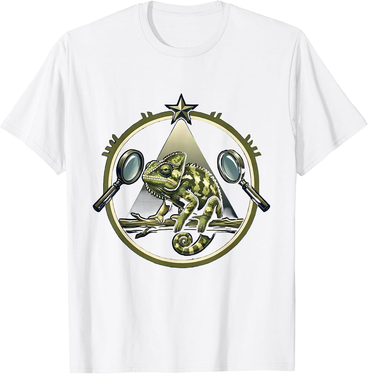 Men's Chameleon Camouflage Funny Spotted Reptile Design T-Shirt - White