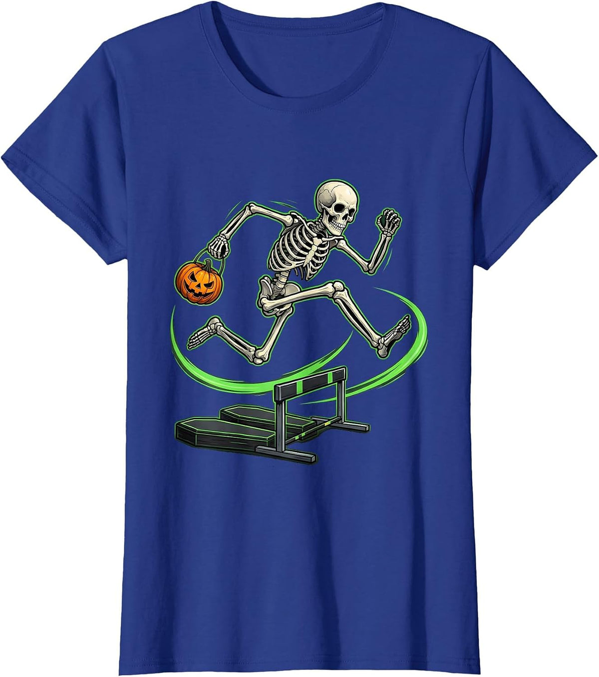 Women's Skeleton Runner Halloween 5K Fun Run Matching Costume T-Shirt - Royal Blue