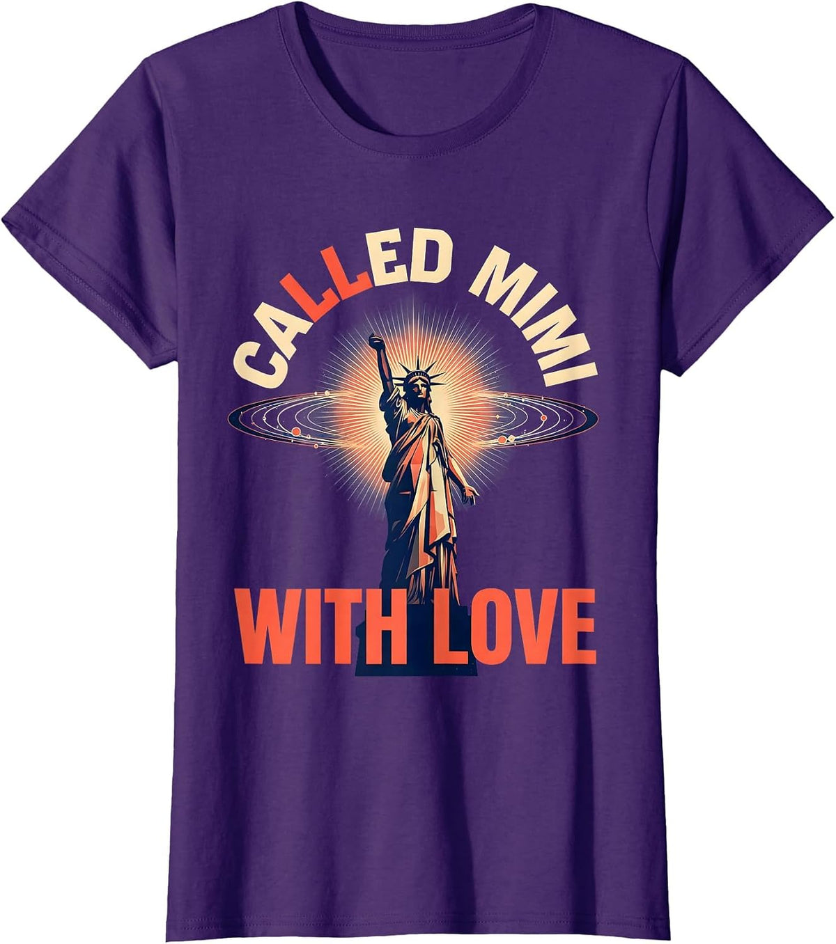 Women's Called Mimi With Love Grandma Design T-Shirt - Purple