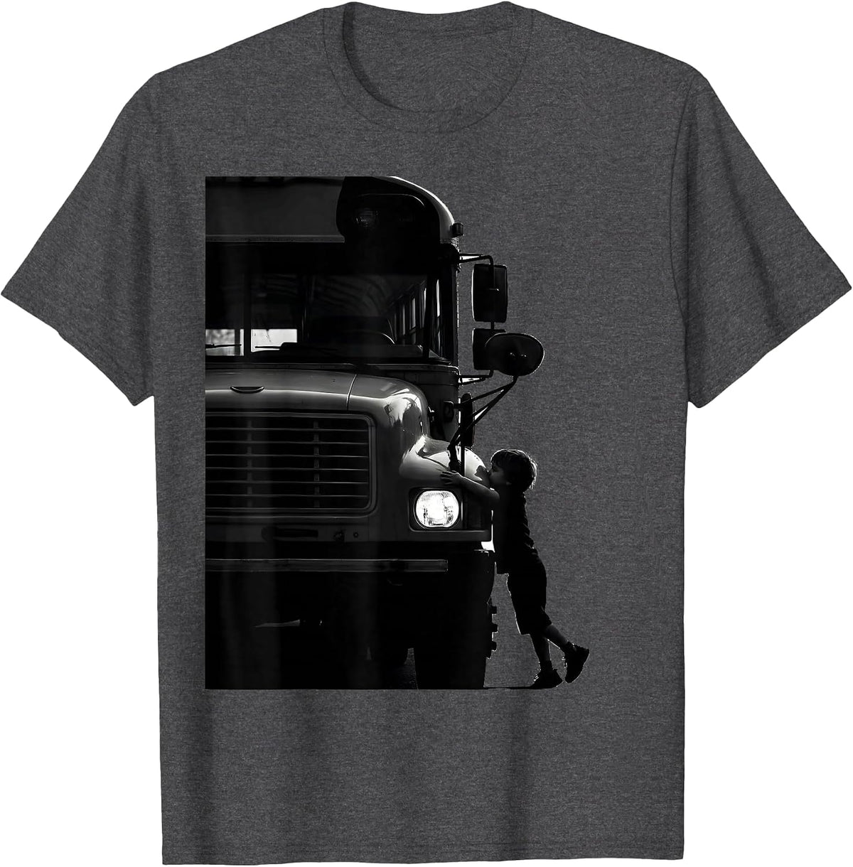 Child Hug School Bus Driver Novelty Humor T-Shirt - Dark Heather Grey