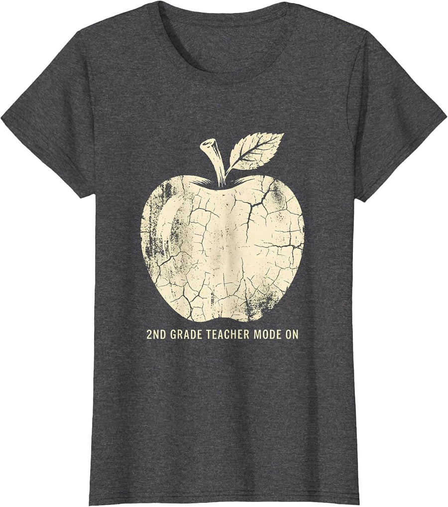 Women's 2nd Grade Teacher Mode On Educator Design T-Shirt - Dark Heather Grey