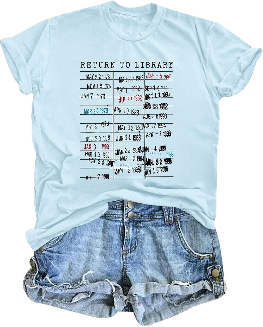 Reading Shirt for Women Bookish T Shirts Book Lover Gifts for Bookworm Readers Librarian Teacher Graphic Tees Tops - Light