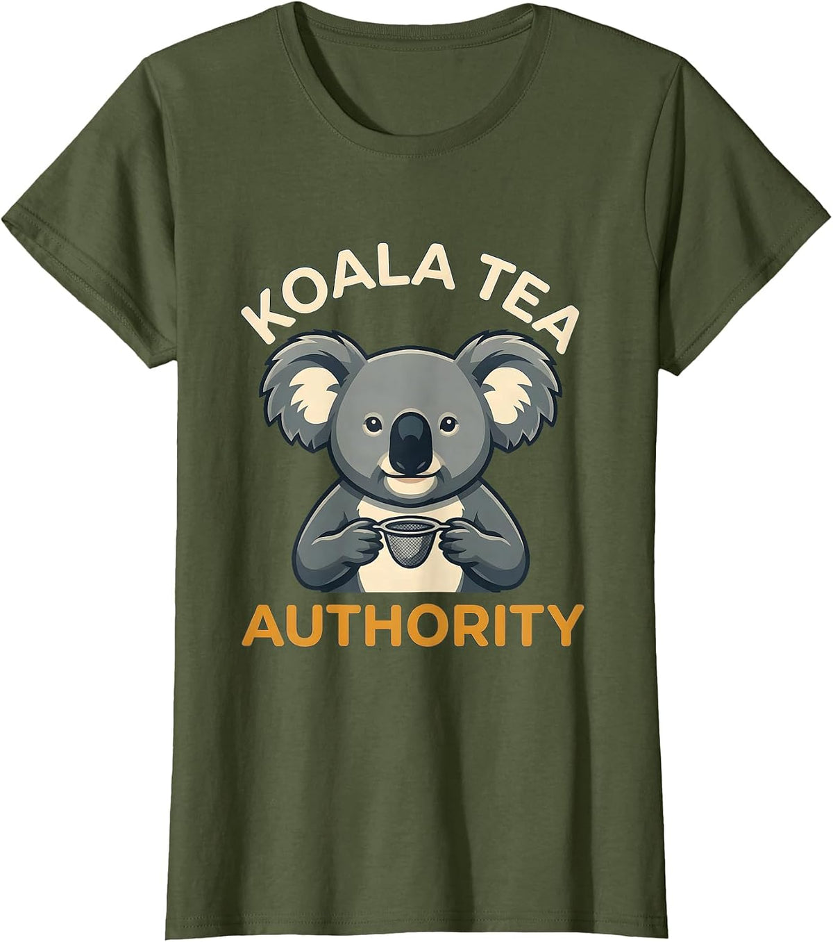 Koala Tea Authority Funny Koala Lover Cute Animal Pun T-Shirt - Olive Green