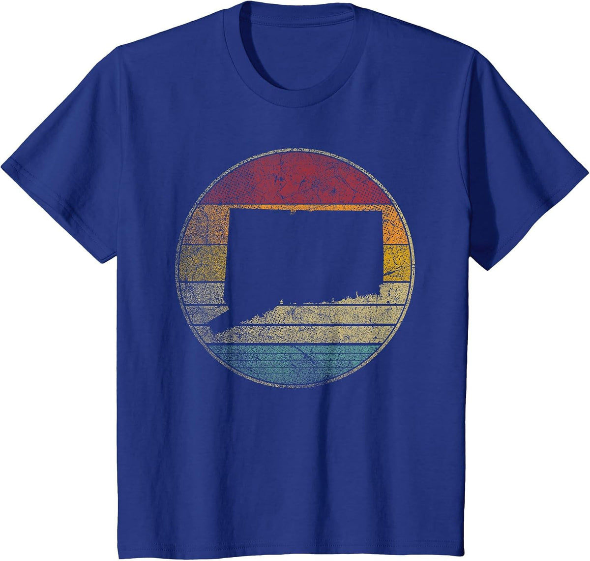 Connecticut Vintage Retro Style Distressed 70s 80s Novelty T-Shirt - Royal Blue