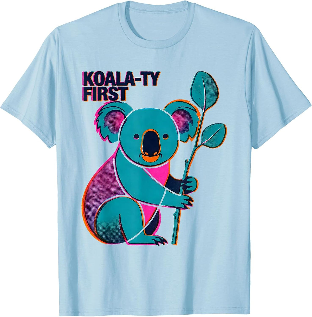 Men's Koala-ty First Funny Koala Lover Animal Humor T-Shirt - Baby Blue