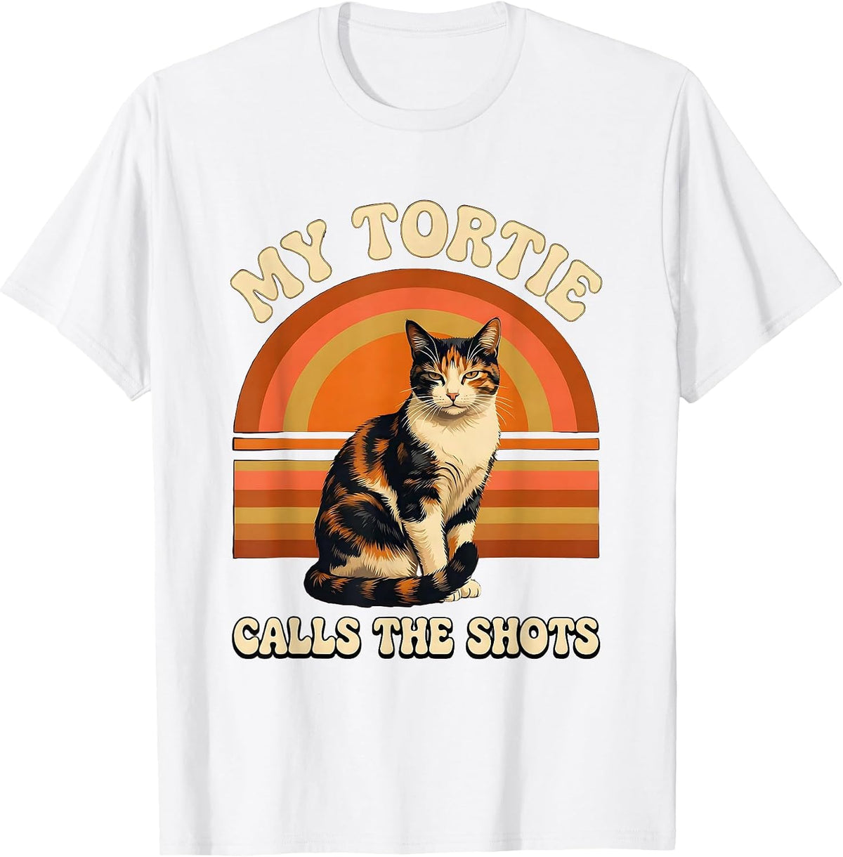 Men's My Tortie Calls The Shots Retro Tortoiseshell Cat Owner T-Shirt - White