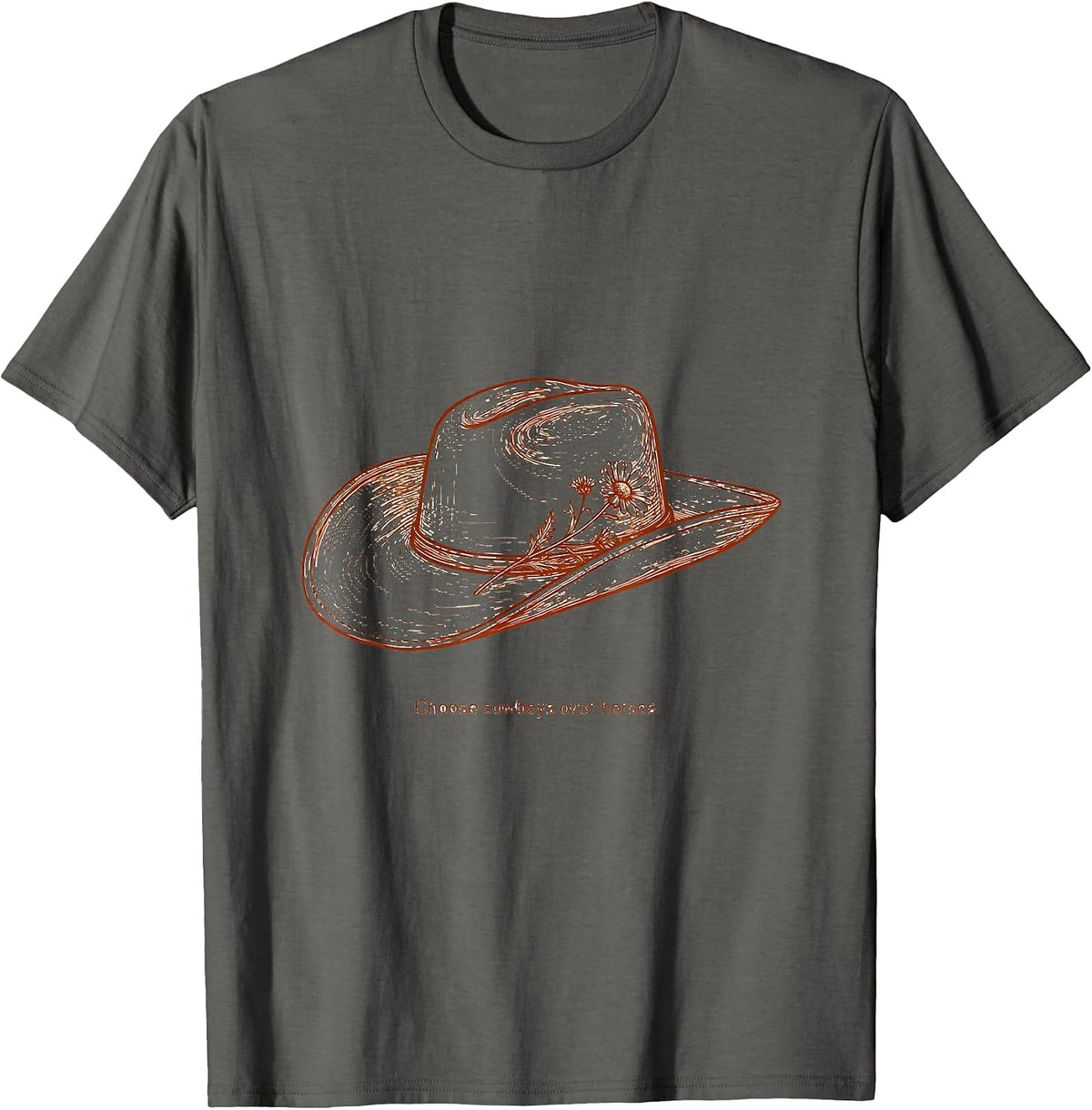 Men's Choose Cowboys Over Horses Western Graphic Design T-Shirt - Asphalt Grey