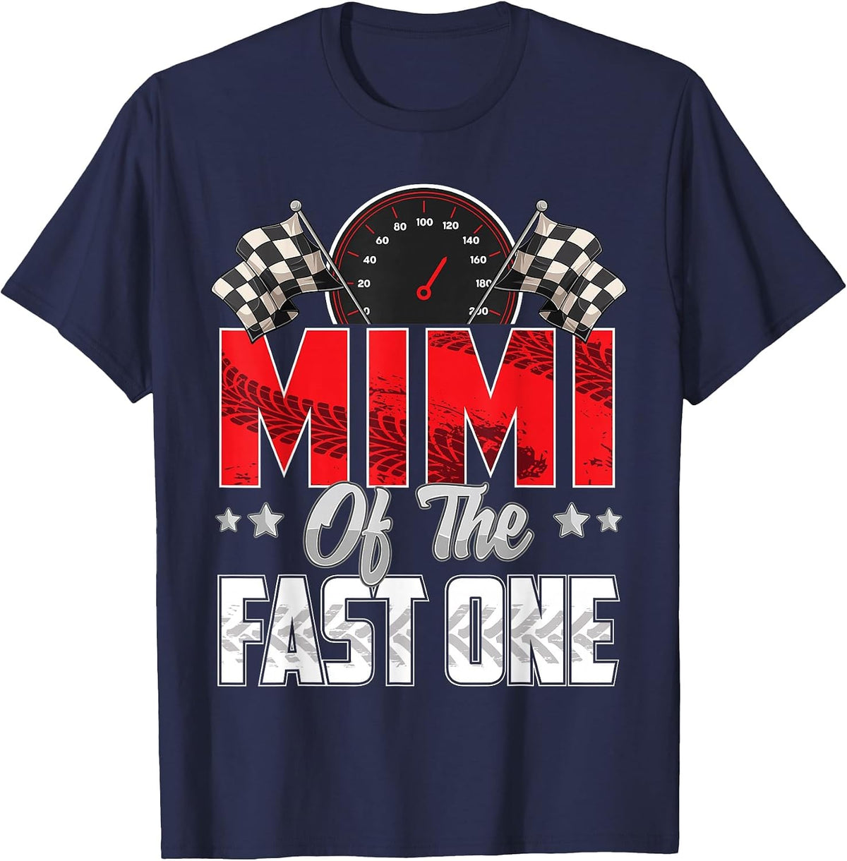 1 Year Old Racing car Fast one Birthday 1st Family Mimi T-Shirt - Navy Blue