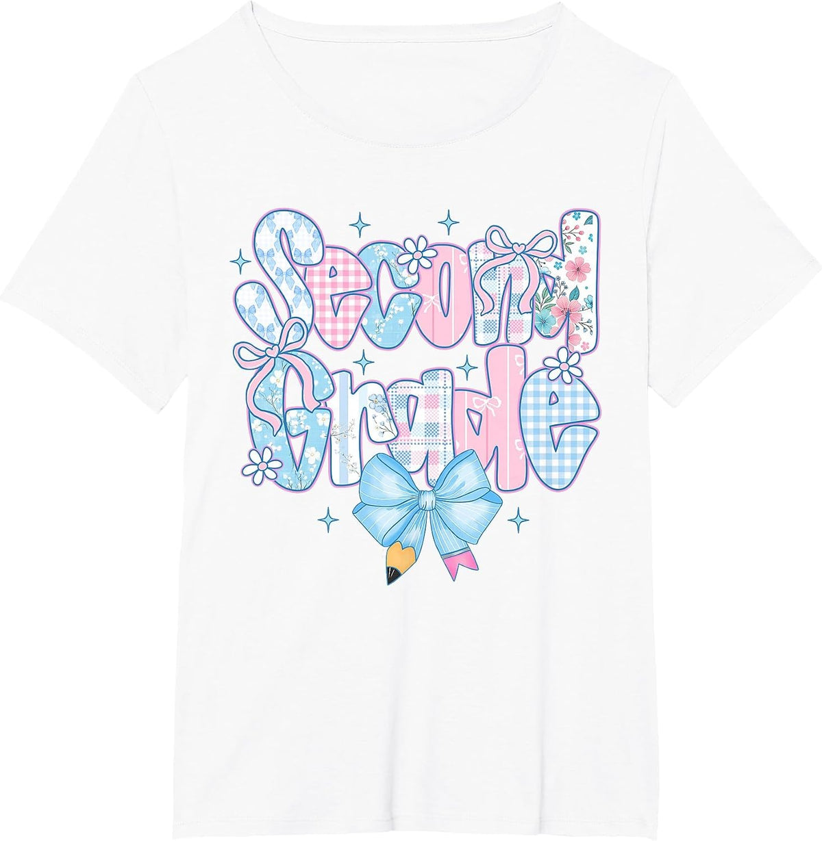 Preppy Second Grade First Day Back to School 2nd Grade Bow T-Shirt - White