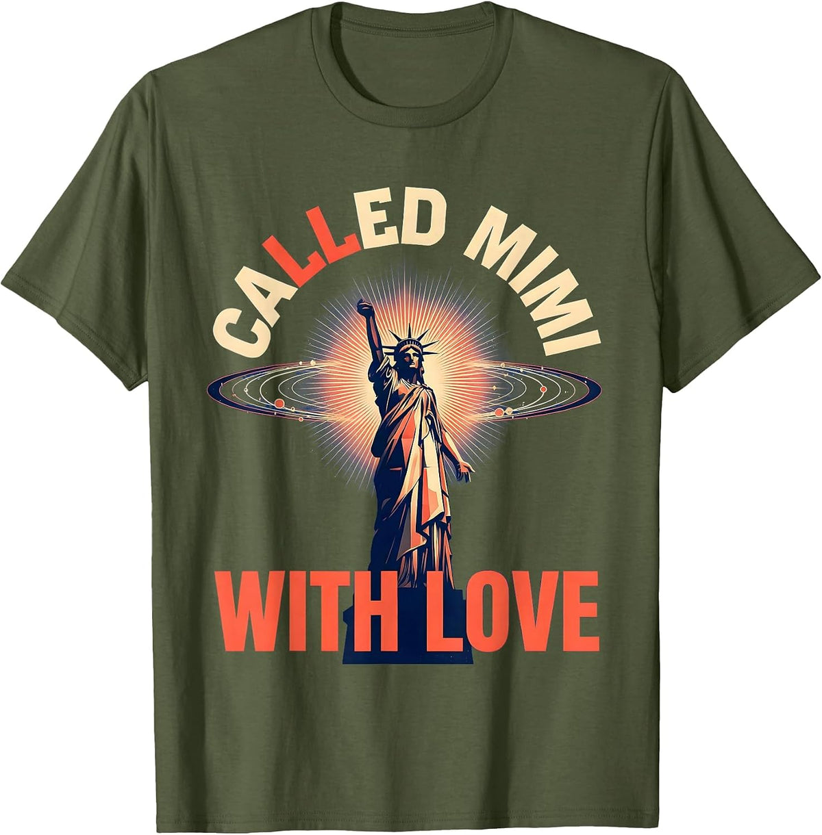 Men's Called Mimi With Love Grandma Design T-Shirt - Olive Green