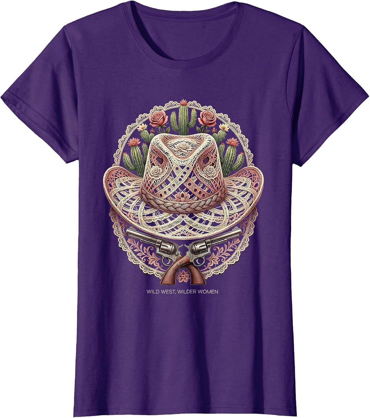 Women's Wild West Wilder Women Cowgirl Graphic Design T-Shirt - Purple