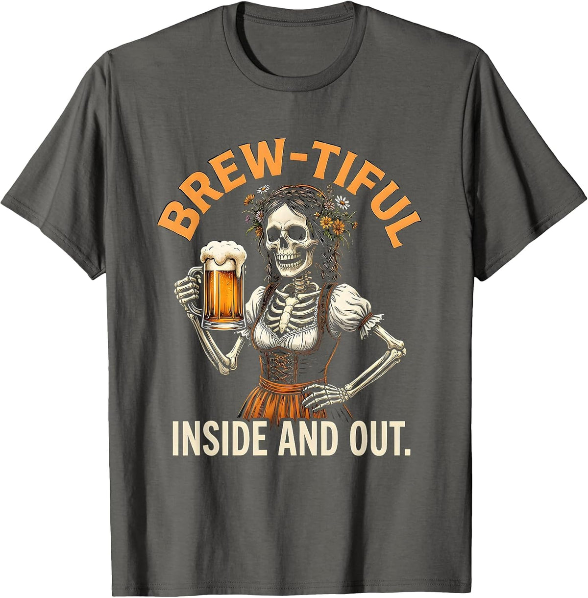 Men's Brew-tiful Inside And Out Oktoberfest Design T-Shirt - Asphalt Grey