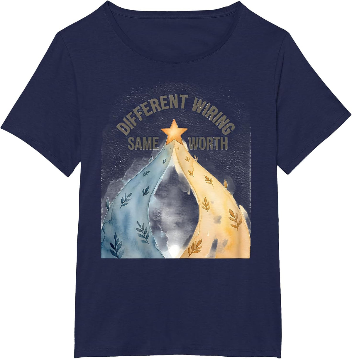 Women's Different Wiring, Same Worth Funny Neurodivergent Autism T-Shirt - Navy Blue