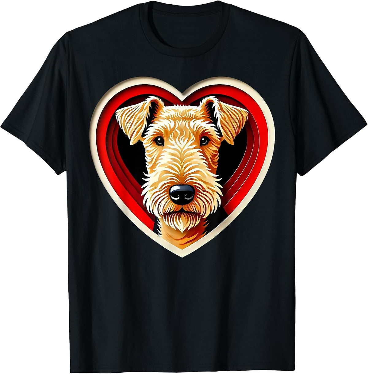 Airedale Terrier Heart Cute Puppy Dog Lover T-Shirt - Black