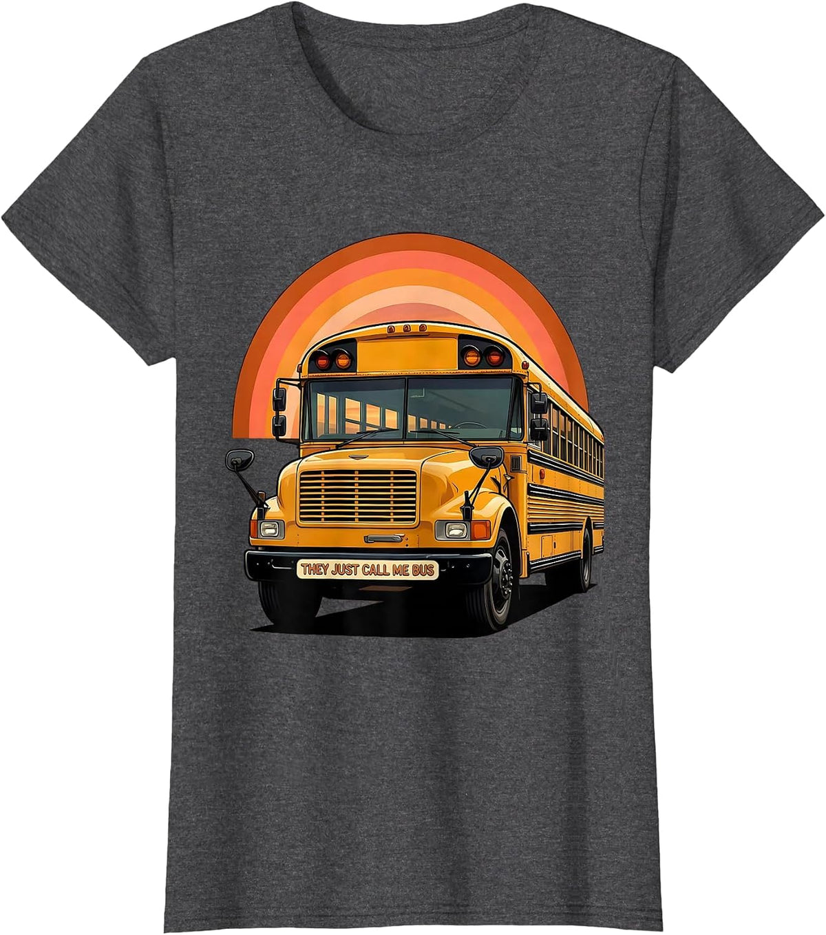Women's They Just Call Me Bus Retro 70s Funny School Bus Driver T-Shirt - Dark Heather Grey