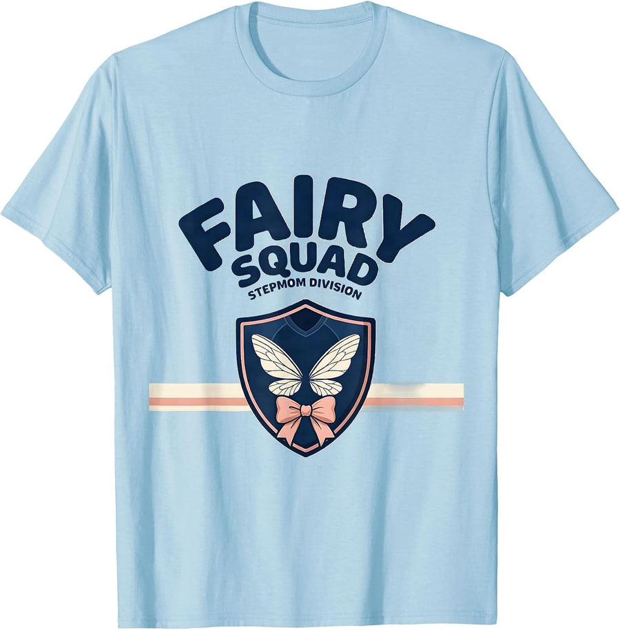 Men's Fairy Squad Stepmom Division Funny Family Halloween Costume T-Shirt - Baby Blue