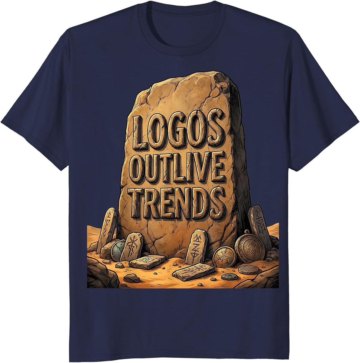 Logos Outlive Trends Graphic Designer Tee T-Shirt - Navy Blue