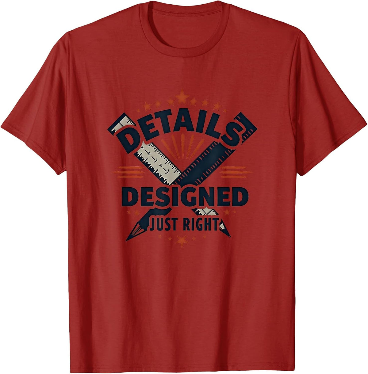 Details Designed Just Right Graphic Design T-Shirt - Cranberry Red