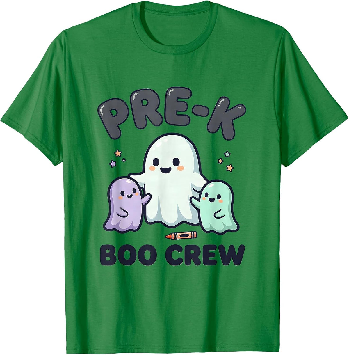 Men's Pre-K Boo Crew Cute Kawaii Halloween Teacher Ghost Preschool T-Shirt - Kelly Green