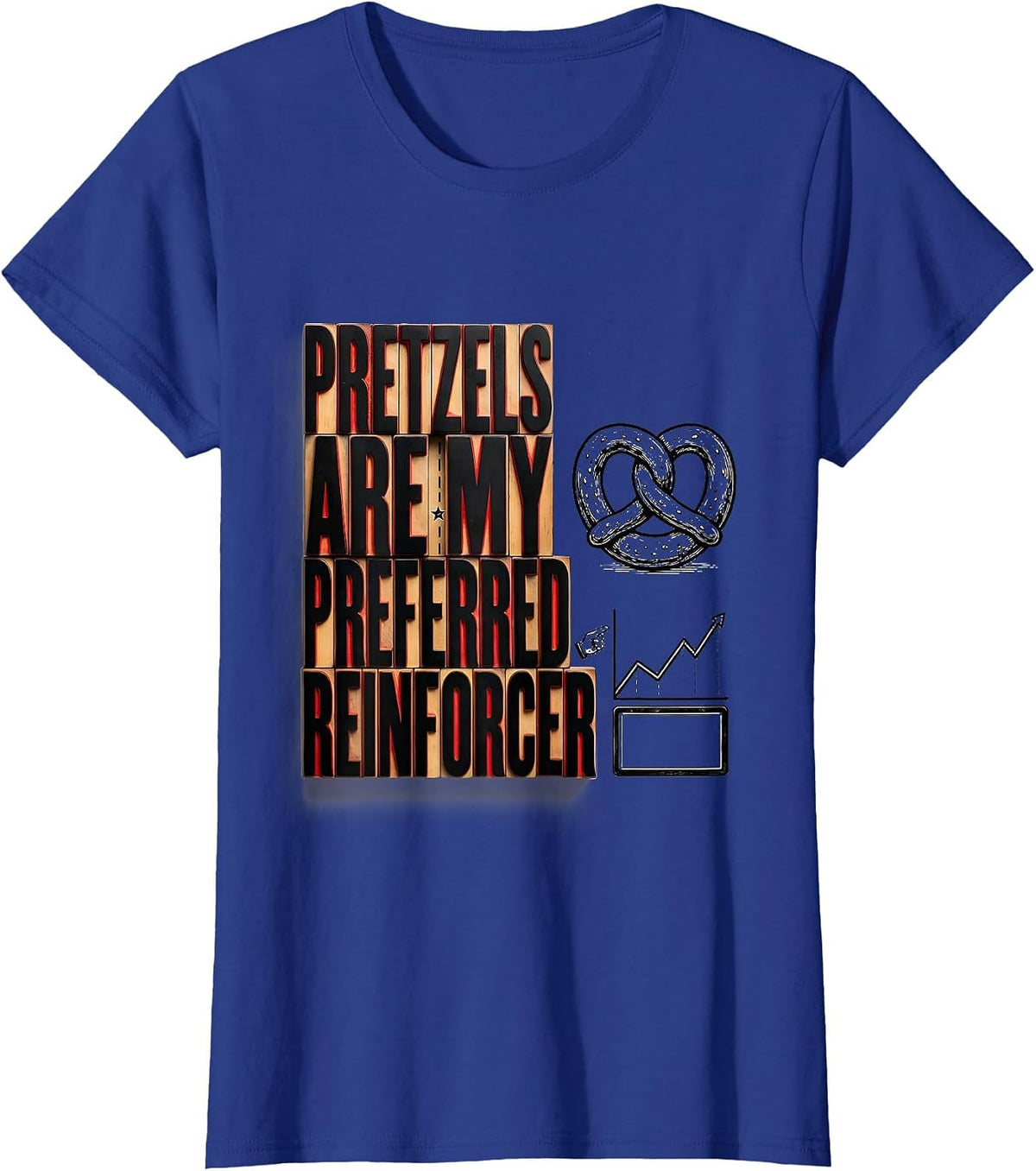 Women's Pretzels Are My Preferred Reinforcer Retro ABA RBT Therapist T-Shirt - Royal Blue