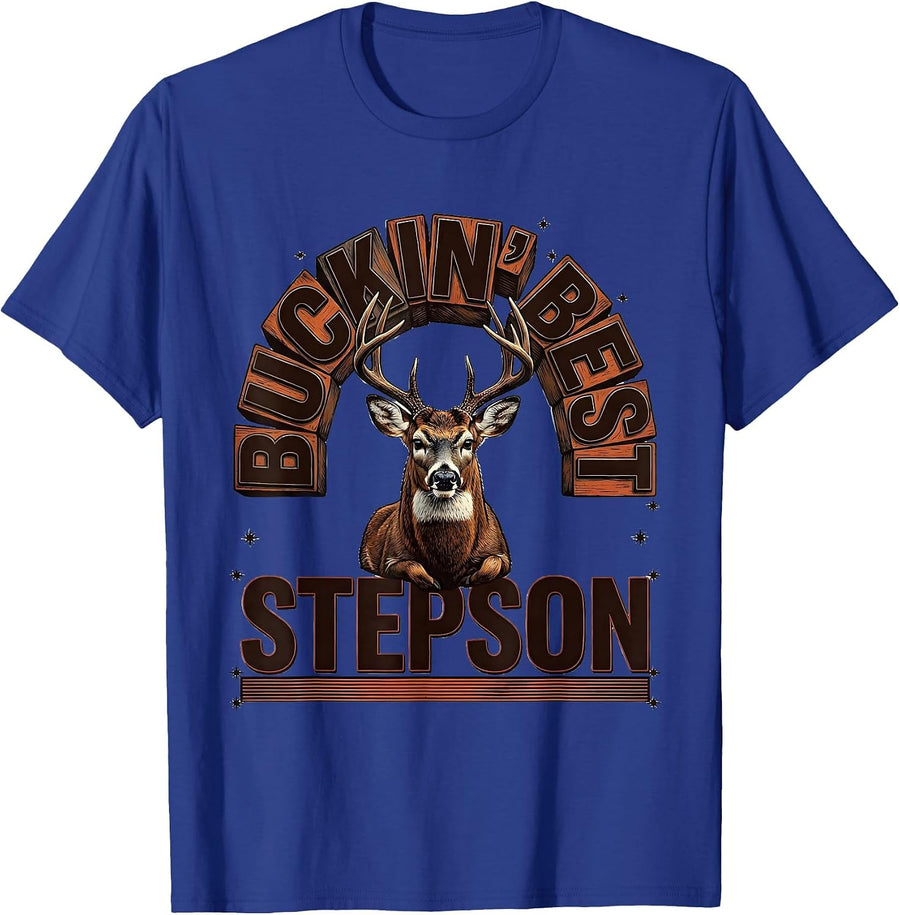 Buckin Best Stepson Funny Hunting Dad Humor Deer Hunter Gift T-Shirt - Royal Blue