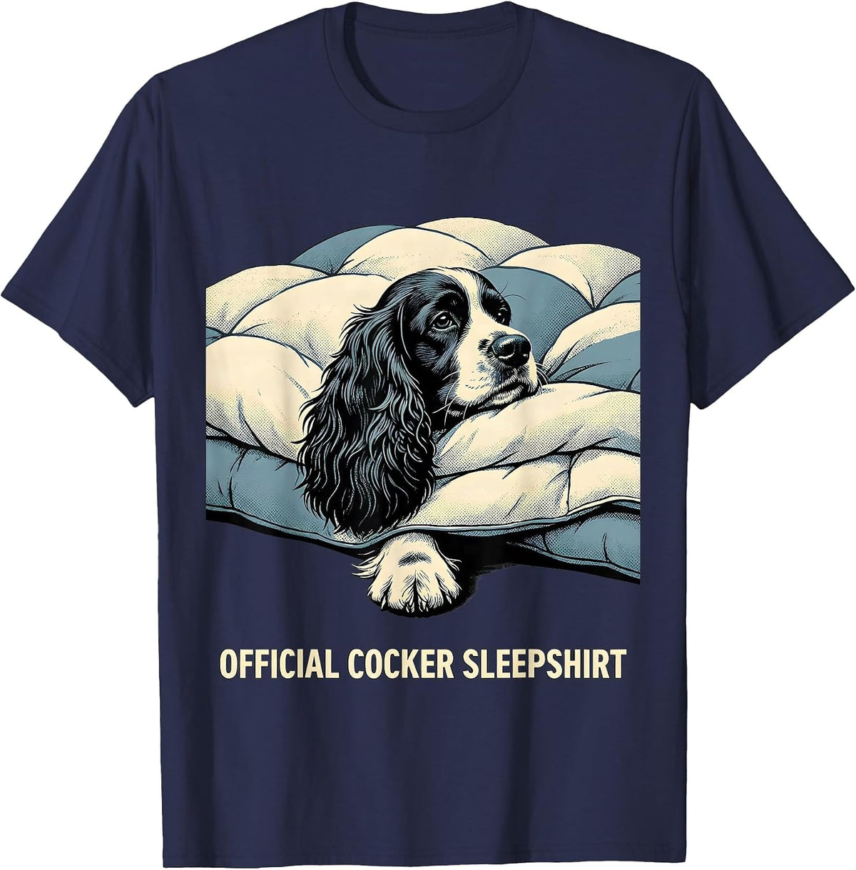 Official Cocker Sleepshirt Funny Dog Breed Pajama Humor T-Shirt - Navy Blue