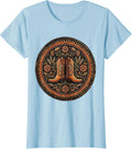 Women's Cowboy Boots with Spurs on Worn Wood Design T-Shirt - Baby Blue