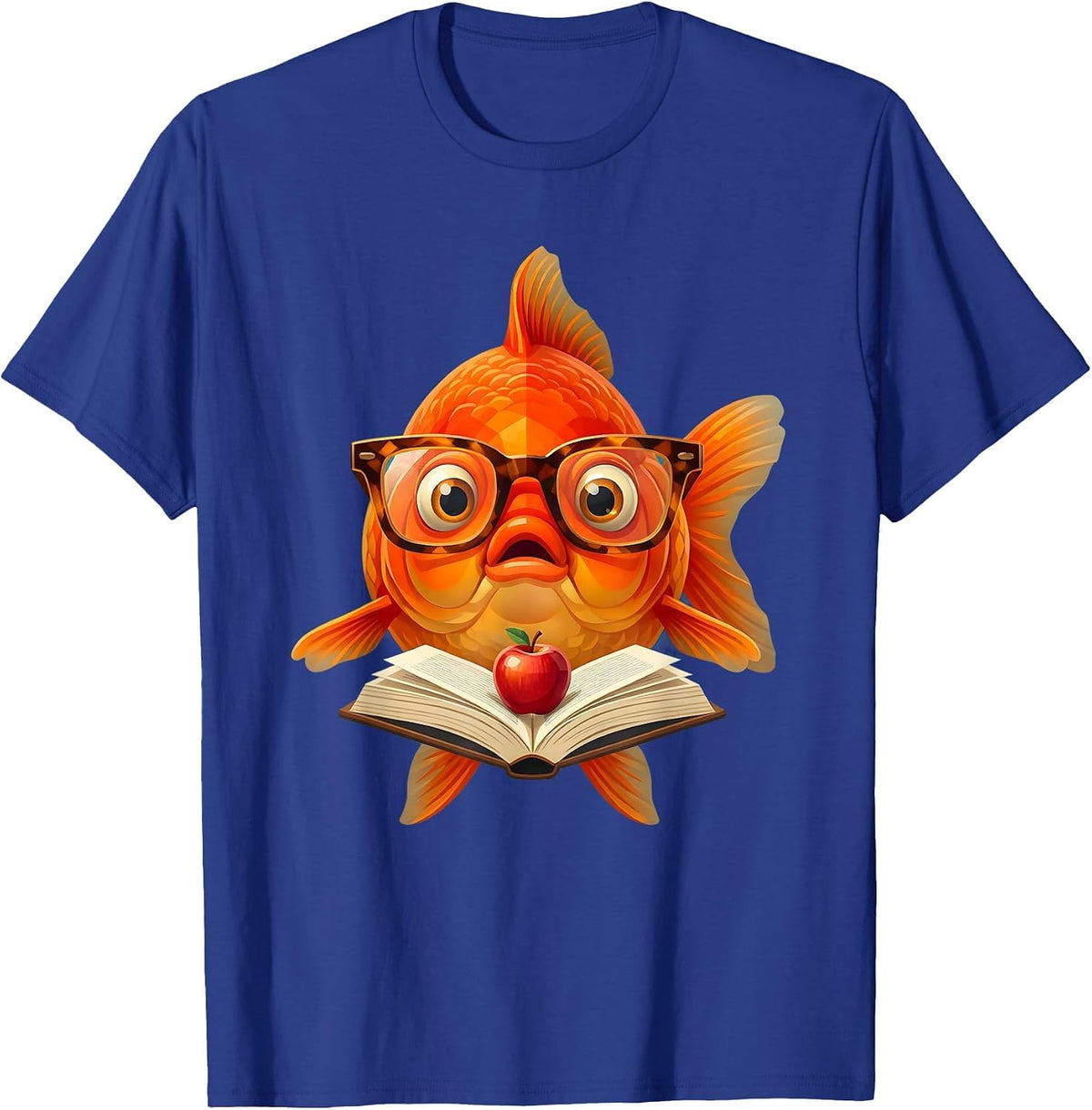Funny Goldfish Teacher Glasses Reading Book Gift T-Shirt - Royal Blue