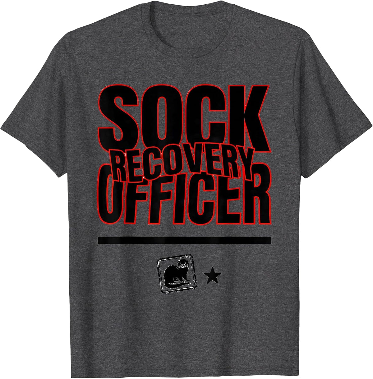 Sock Recovery Officer Funny Ferret Owner Gift T-Shirt - Dark Heather Grey